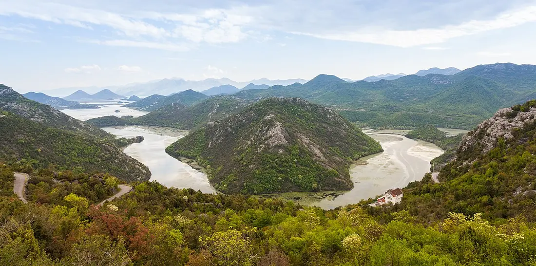 River meander among hills in the Lake Skadar area